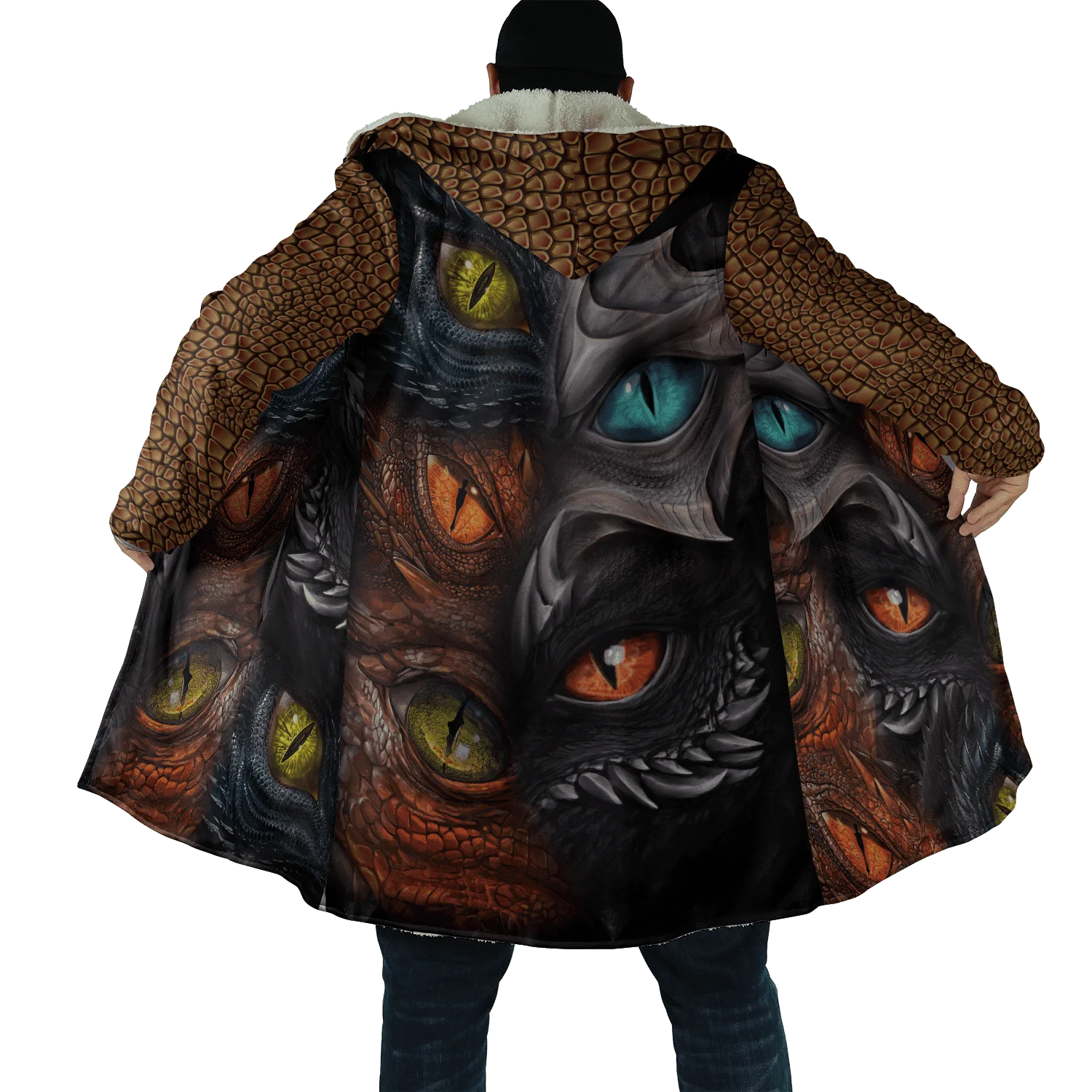 PLstar Cosmos Mens Cloak Tattoo Skull Dragon 3D All Over Printed Fleece Hooded Cloak Unisex Casual Thick Warm Cape coat PF72 2