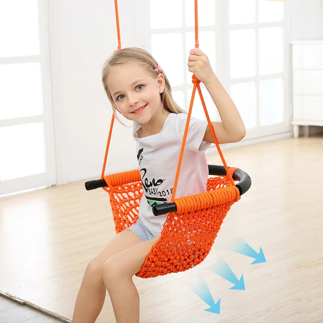 Kids Swing Toys Weave Hanging Swing Chair with Armrests Sport