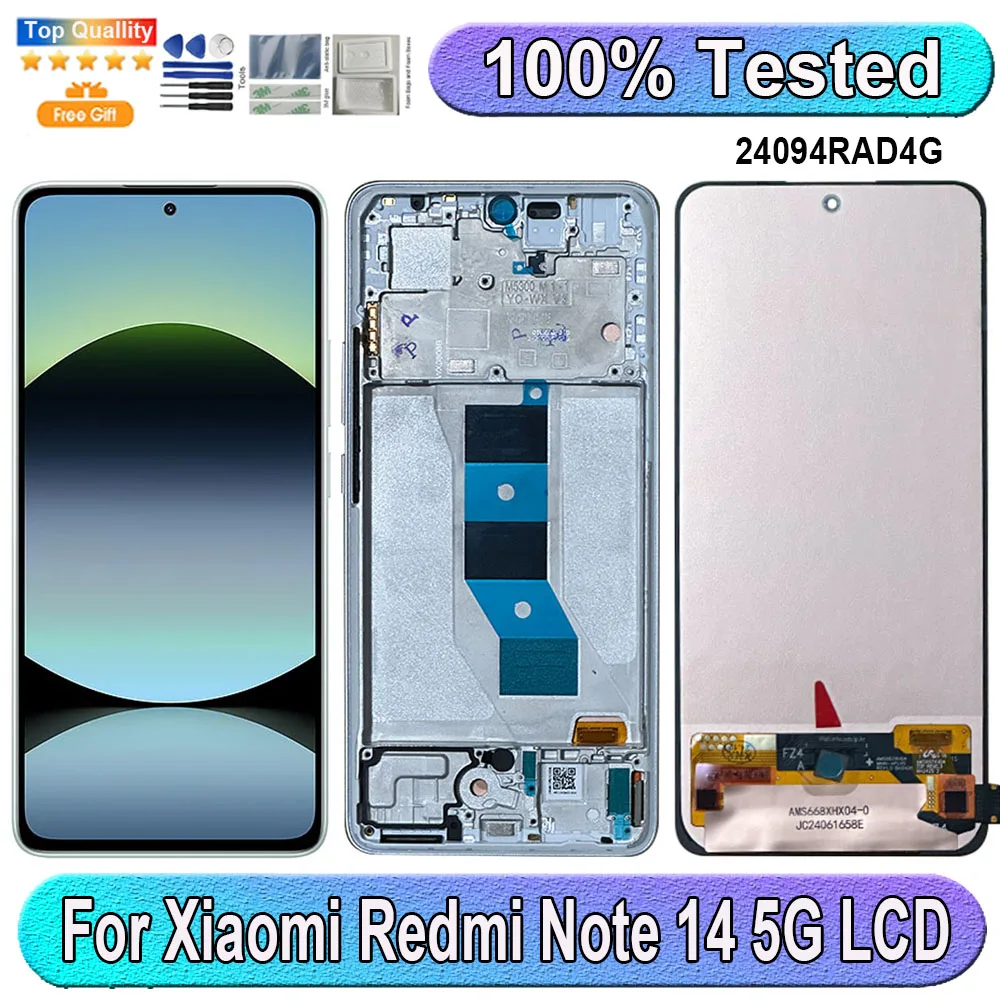 Écran LCD De Remplacement Pour Xiaomi Redmi Note 14 5G - 6,67 Pouces, Avec Cadre Noir, Kit Réparation Inclus
