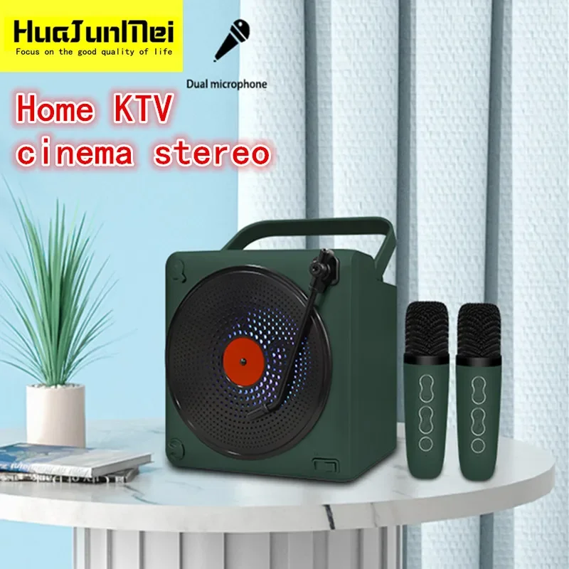 

New Family KTV Audio Set Dual Microphone Karaoke Machine Portable Wireless Bluetooth Speaker System Integrated Singing Machine