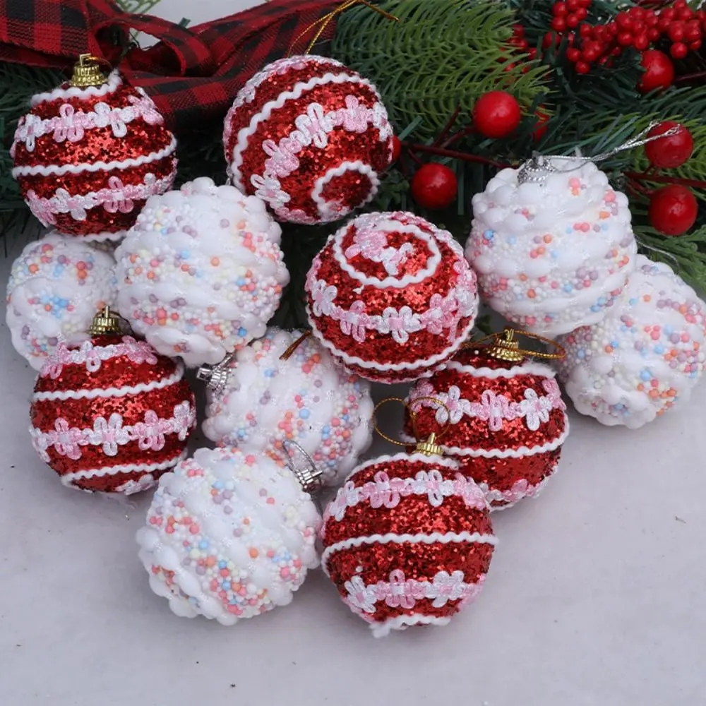 6CM Foam Christmas Balls Red White Colorful Christmas Balls Pendant Decorative Reusable Christmas Tree Pendant for Home