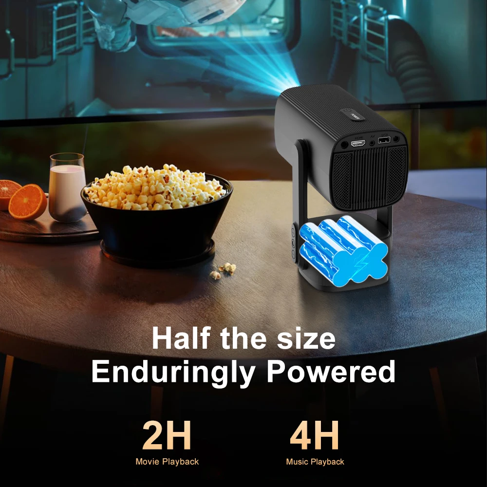 Portable Projector Salange K2 Built-in 5200mAh Battery 4K HD Bluetooth Android 11 For Cinema Outdoor With RGB Light Speaker