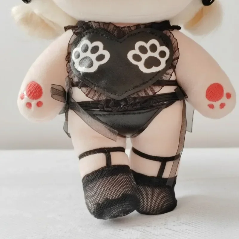 

20 cm cotton doll clothing wild kitten black and white five-piece suit