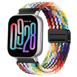 Enhanced Nylon Magnetic Strap Braided Bracelet Wristband for 22mm band (Official rainbow)
