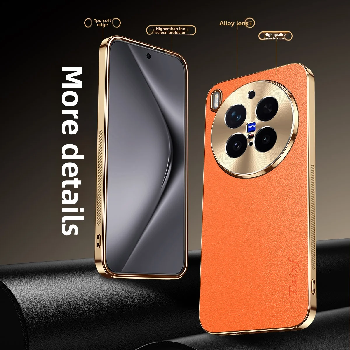 Luxury PU Leather Skin Plating Lens Protective Back Cover Case