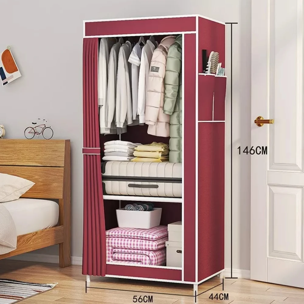 Storage Cabinet Simple Wardrobe Foldable Closet Minimalism Fabric Dust Proof Foldable Clothing Hanger Bedroom