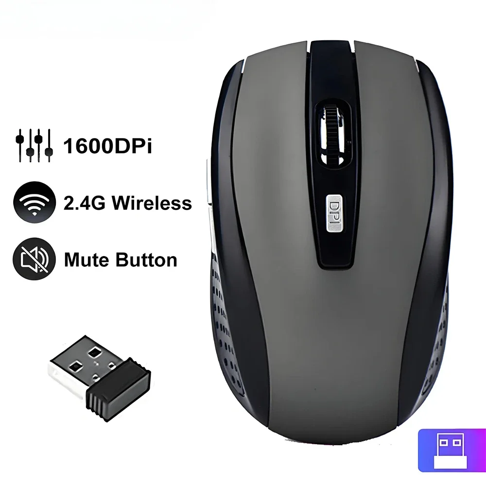 2.4G Wireless Mouse Ergonomics Mouse Portable Mobile Optical Office Adjustable 1600DPI Levels for Notebook Laptop MacBook