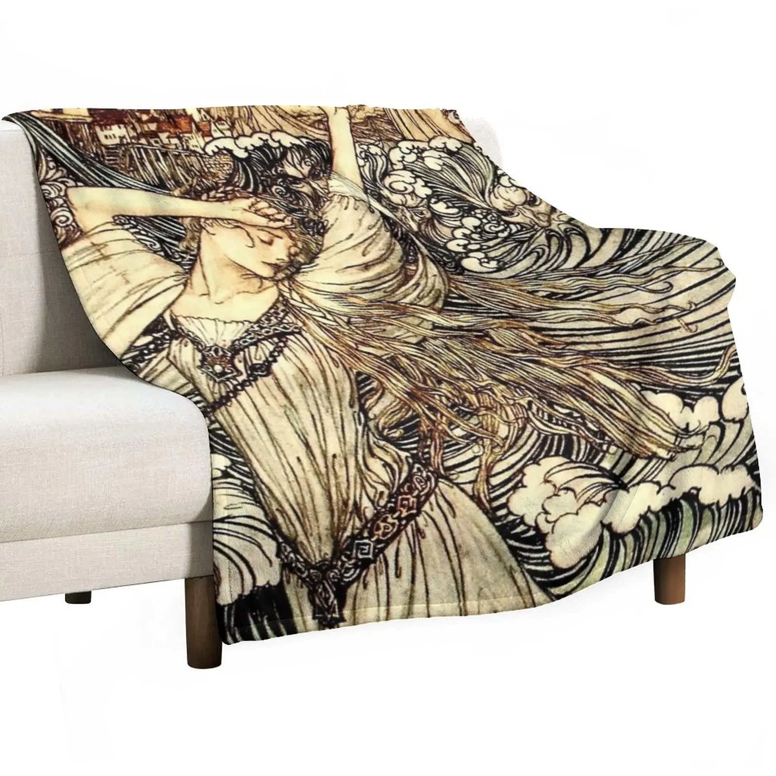 

“Undine in the Waves” by Arthur Rackham Throw Blanket Luxury Throw Luxury St Sofa Throw Blankets