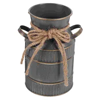 Retro Milk Bottle Vase Decor Handheld Flower Bucket Vintage Rural Iron Arrangement Container Planter Planting 1