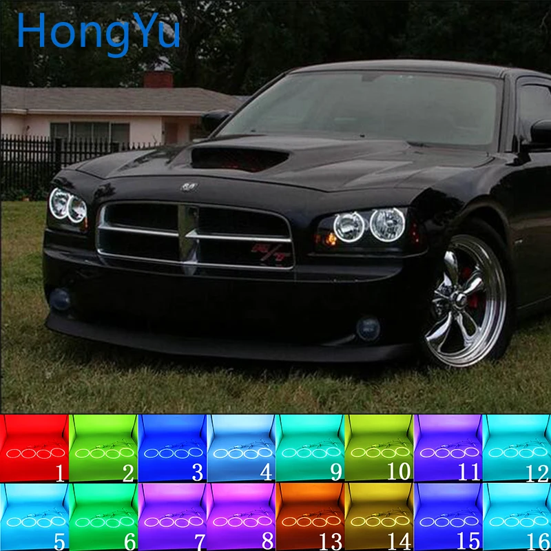 

Аксессуары для Dodge Charger 2005 2006 2007 2008 2009 2010 разноцветные глаза ангела гало кольцо глаз ДХО Радиочастотный пульт дистанционного управления