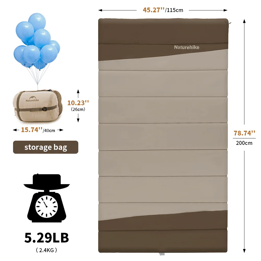 Naturehike YC300 Sleeping Bag Ultralight Envelope Type Double Sleeping Bag Spring Autumn 2 In 1 Camping Cotton