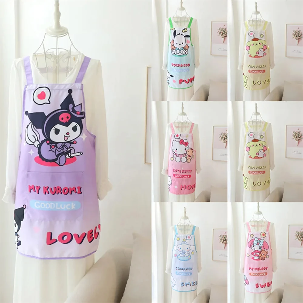 Cute Hello Kitty Adult Apron Cinnamoroll Sanrio Anti Fouling Sleeveless Apron Clothes Home Kitchen Cooking Baking Apron Cleaning 100g multi purpose kitchen cleaner concentrated degreaser powder kitchen heavy oil pollution cleaner cooking cleaning chemicals