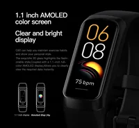 Slim Smart Watch Men Women Smart Bracelet Wristband 1.1 Inch Amoled Heart Rate Waterproof Body Temperature Fitness Tracker Band 2