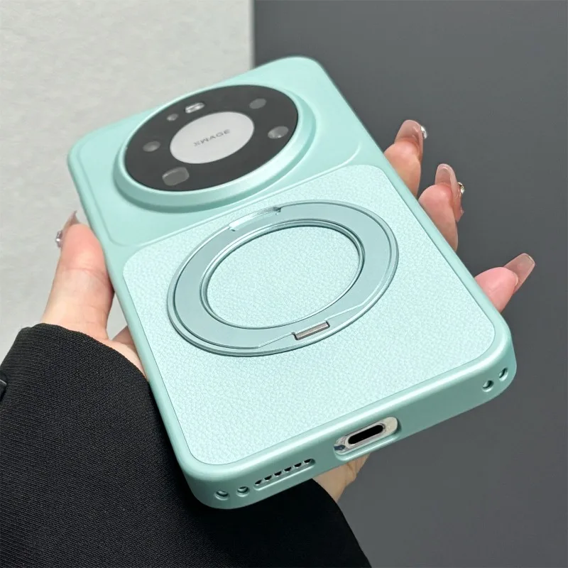 Magnetic 360° Ring Vegan Leather Electroplating Lightweight Dustproof Case