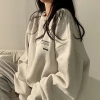 Women Long Sleeve Sweatshirts 2025 Spring Autumn Harajuku Streetwear Oversized Hoodies Casual Letter Print Loose Pullovers Tops 1
