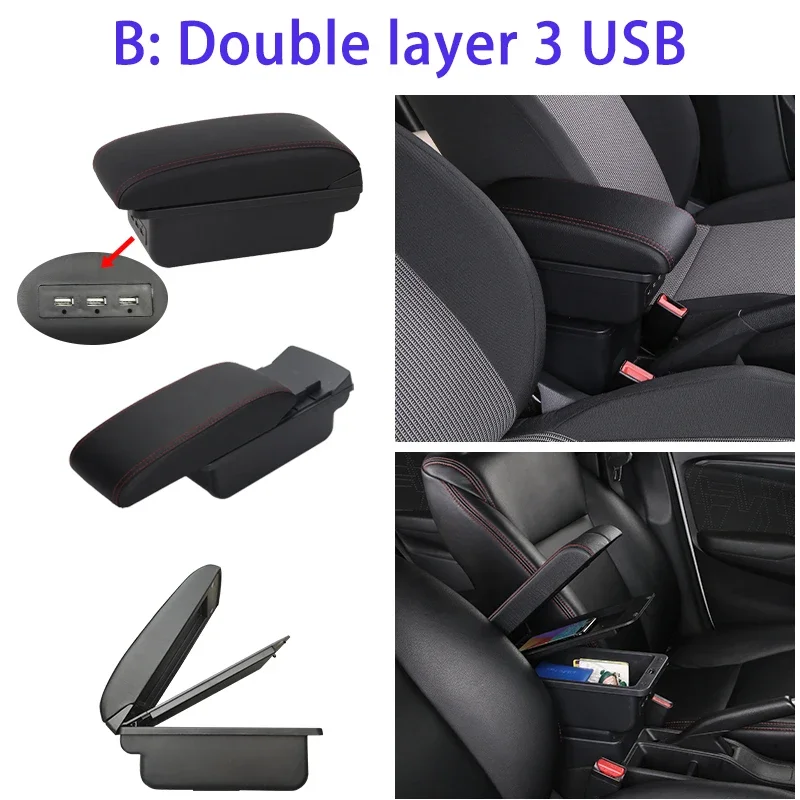 좌석 용 Ibiza armrest box 2017-2025 Ibiza Mk5 중앙 팔걸이 상자 인테리어 특수 자동차 수정 부품 보관함 USB