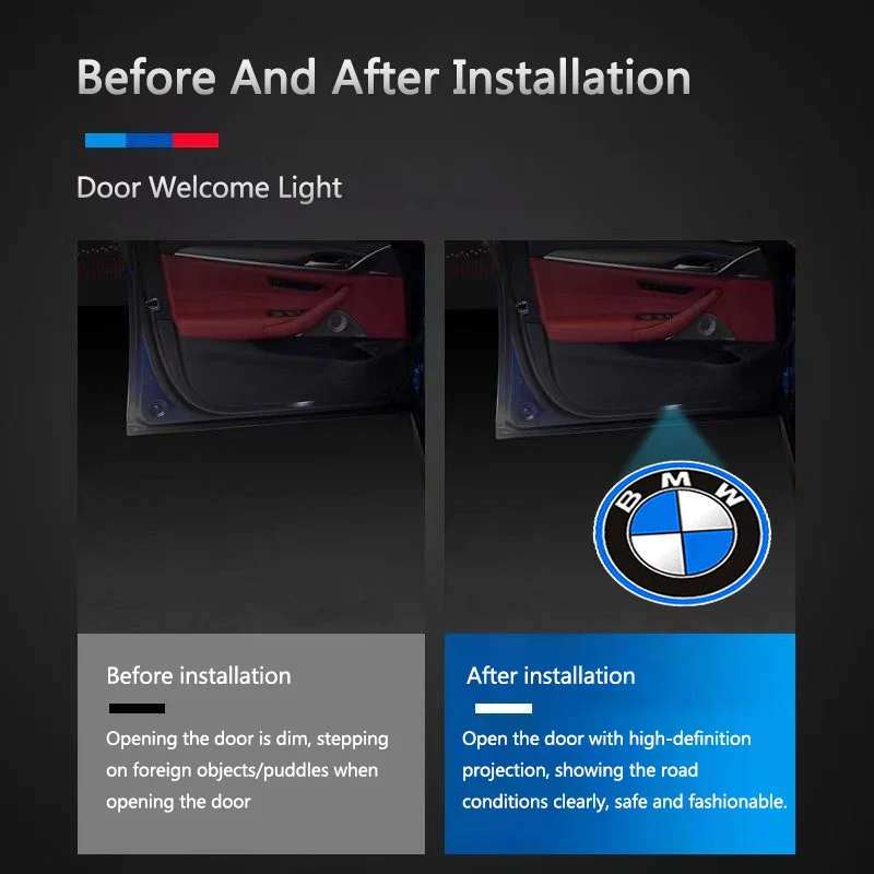 BMW M 스포츠 M2 M3 M4 M5 M6 E46 E90 E60 F10 F30 E39 E36 F20 E87 패션 자동차 도어 웰컴 라이트 로고 프로젝션 라이트