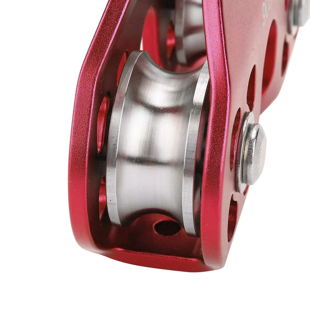 30KN Climbing Dual Pulley Aluminum Zip Line Pulley Large Load Bearing Rock Climbing Equipment