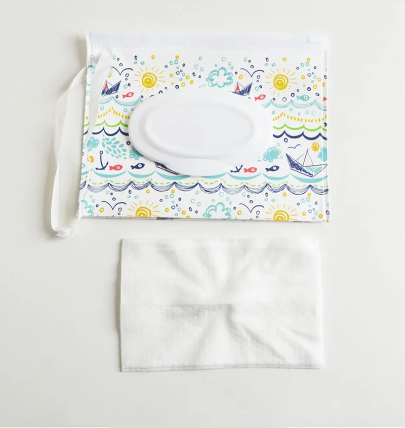 EVA Baby Wet Wipe Pouch Portable Wipes Holder Case Flip Cover Snap-Strap Reusable Refillable Cosmetic Pouch Useful Tissue Box 4