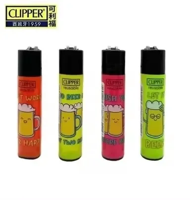 Butane Gas Lighter Cigarette Lighter Clipper Brand Personalized Patterns Nylon Butane Inflatable Lighters Grinding Wheel Lighters Butane Torch