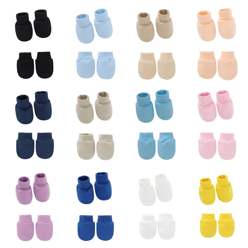 스크래치 없음 벙어리 장갑 양말 세트 0-12개월 동안 긁힘 방지 장갑  선물