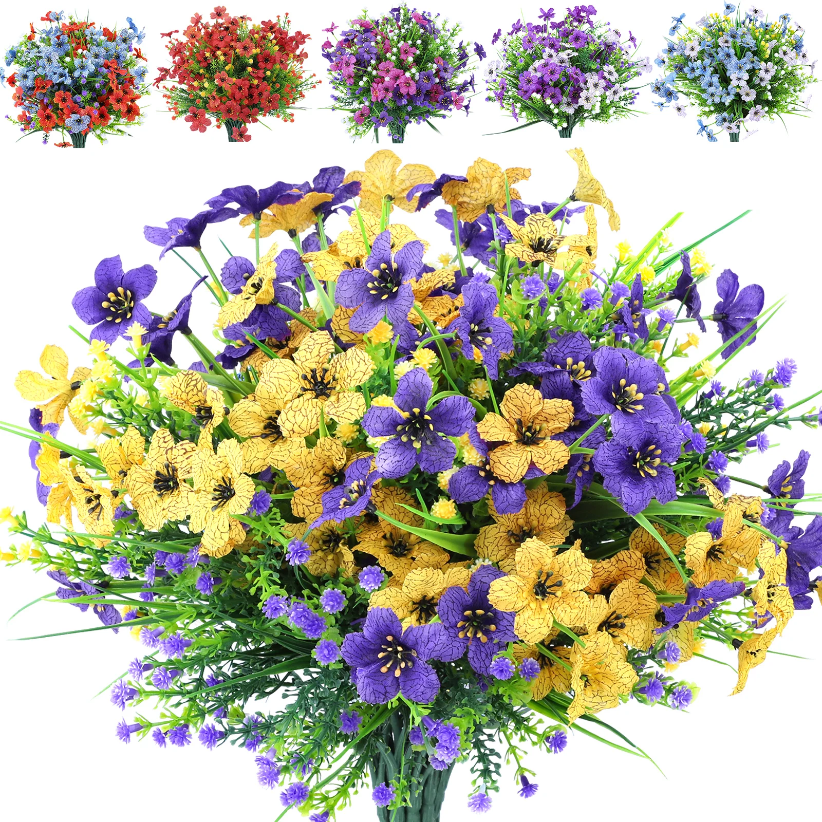 

Artificial Flowers Violet Fake Flower Bouquet UV Resistant For Outdoor Home Garden Wedding Party Table Centerpieces Decoration