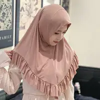 Muslim Hijab for Women Ruffle Turban Islamic Headwraps Arab Headband Big Khimar One Piece Scarf Shawl Solid Color