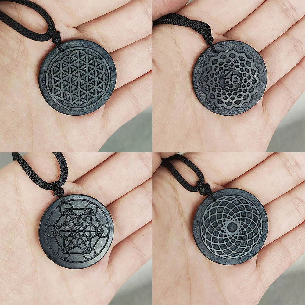 Черный кулон в русском стиле Shungite, ожерелье из натурального хрусталя в виде шкургита с 3D рисунком, для очищения, медитации, йоги, фэншуй Черный кулон в русском стиле Shungite, ожерелье из натурального хрусталя в виде шкургита с 3D рисунком, для очищения, медитации, йоги, фэншуй