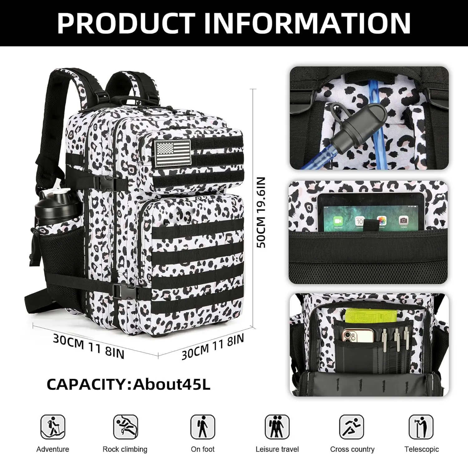 Large 45L 3P Tactical Backpack Hiking Bag Pack Outdoor Sport Backpack Waterproof Climbing Rucksack Camping Hiking Bag Mochila 2