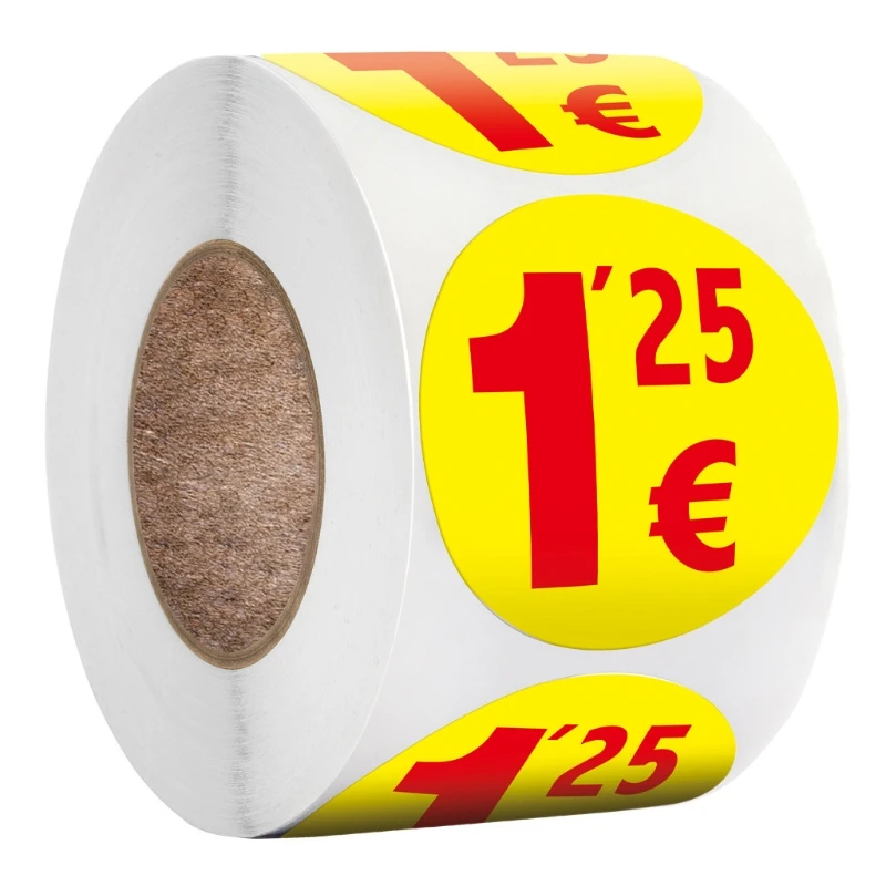 500pcs Garage Sale Rummage Price Sticker Labels 1.25/1.5 Euros Prices Round Pricing Stickers for Flea Market