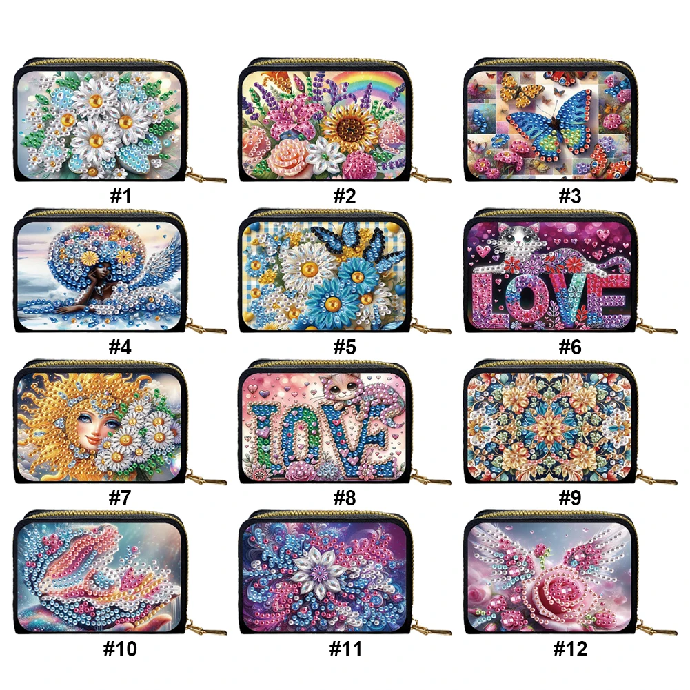 Beautiful Pattern DIY Diamond Painting Card Holder Wallet Purse 5D Diamond Handmade Card Holder Wallet Female Outdoor Bag
