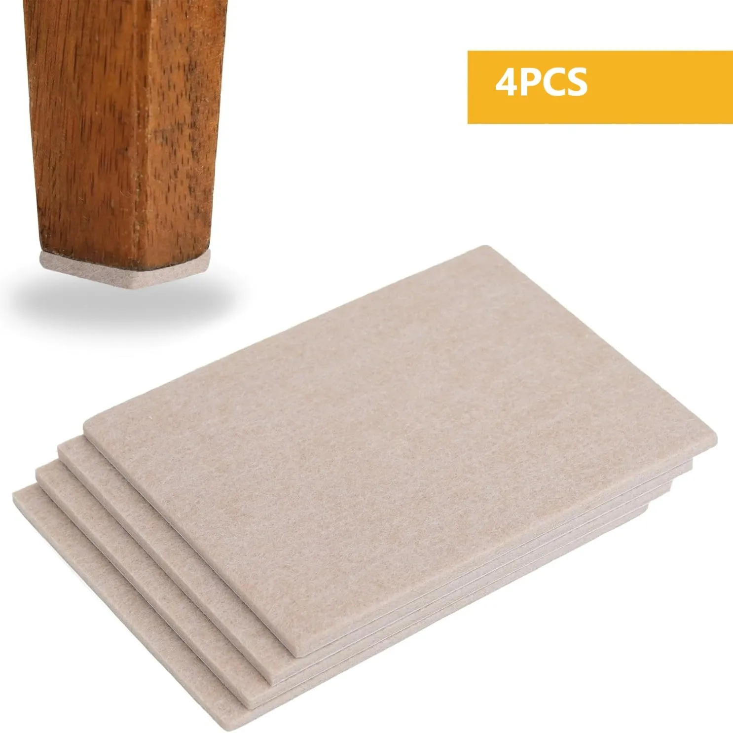 Premium Self-Adhesive Felt Furniture Pads - Set of 4, Customizable Anti-Scratch Floor Protectors