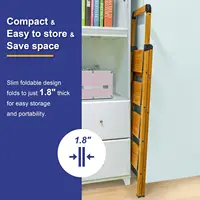 Step Ladder Woodgrain Finish Aluminum Folding Step Stool 3 Step Stairs,Portable Sturdy for Home & Kitchen Office 330 lbs 5