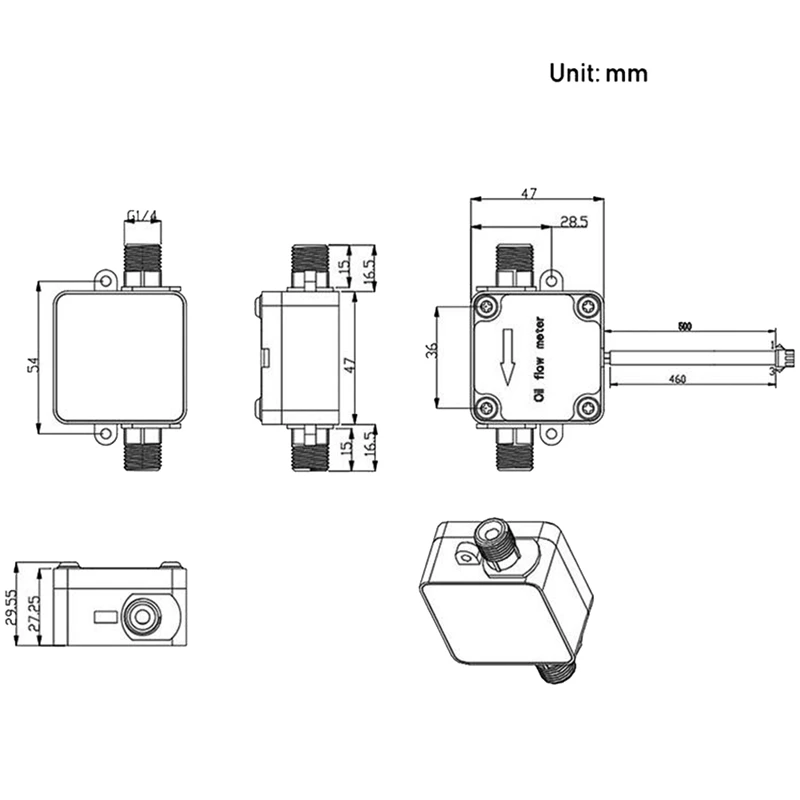 1 Piece OF07ZAT 2Min Oval Gear Flowmeter Sensor Gear Oil Flowmeter Sensor Plastic Flow Meter