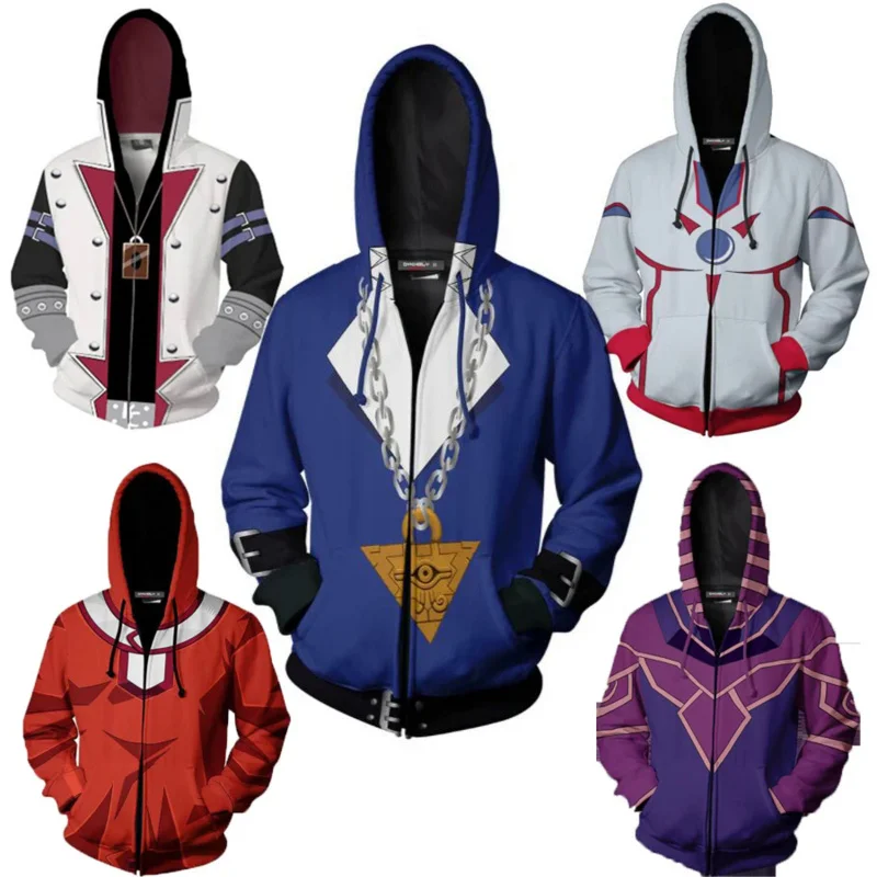 

Anime Duel Monsters YU GI OH Cosplay Costume Yugi Muto ATEM Seto Kaiba Jaden Yuki Unisex 3D Hoodie Zipper Hooded Sweatshirt