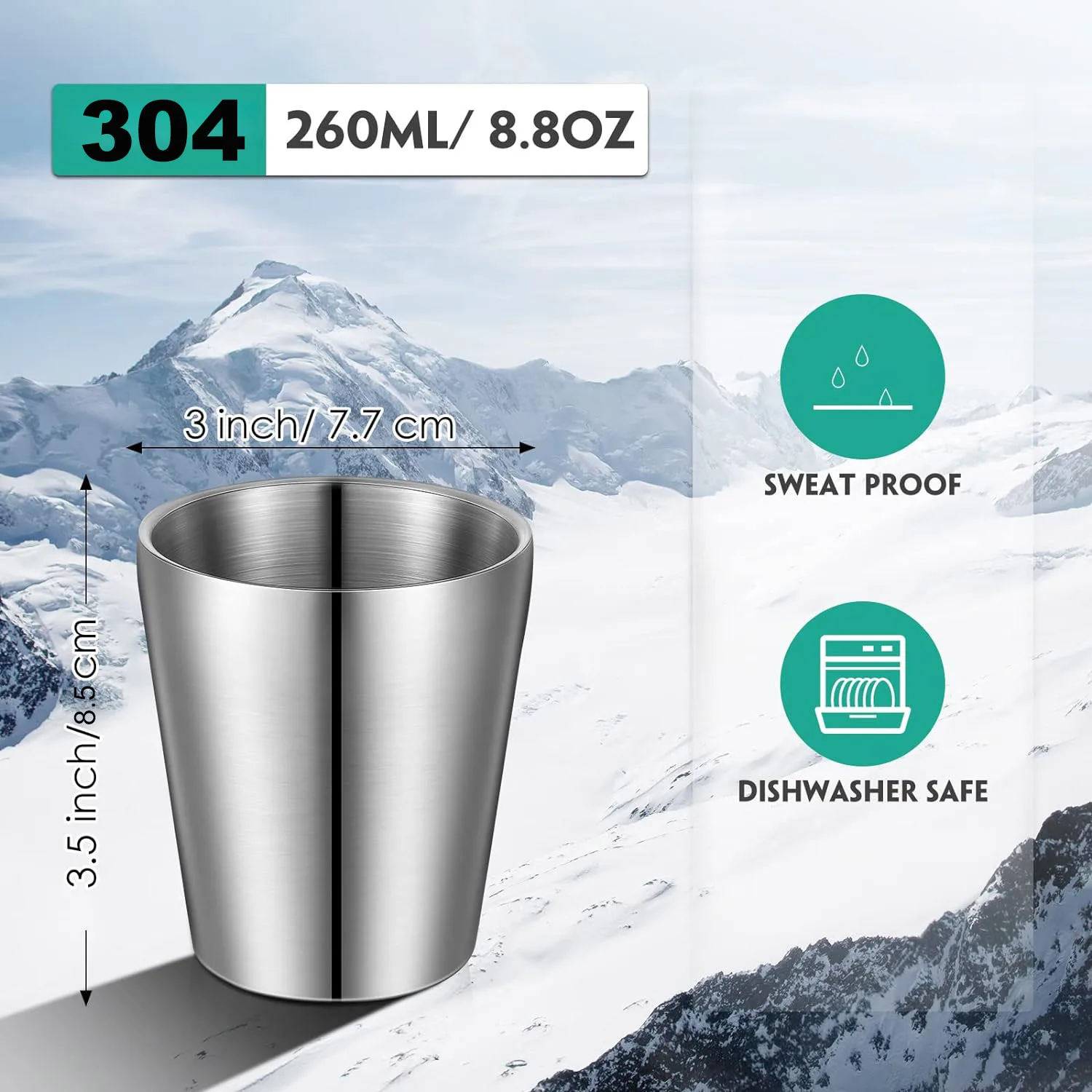 Stainless Steel Cups Double Wall Tumbler Glasses Stackable Insulated Reusable