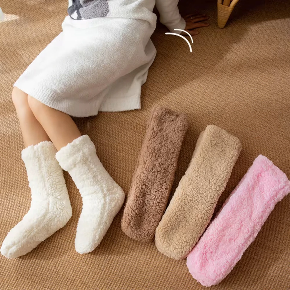 5 Paar Flauschige Winter Socken Für Frauen - Kuschelige Fleece Pantoffelsocken Im Geschenkset