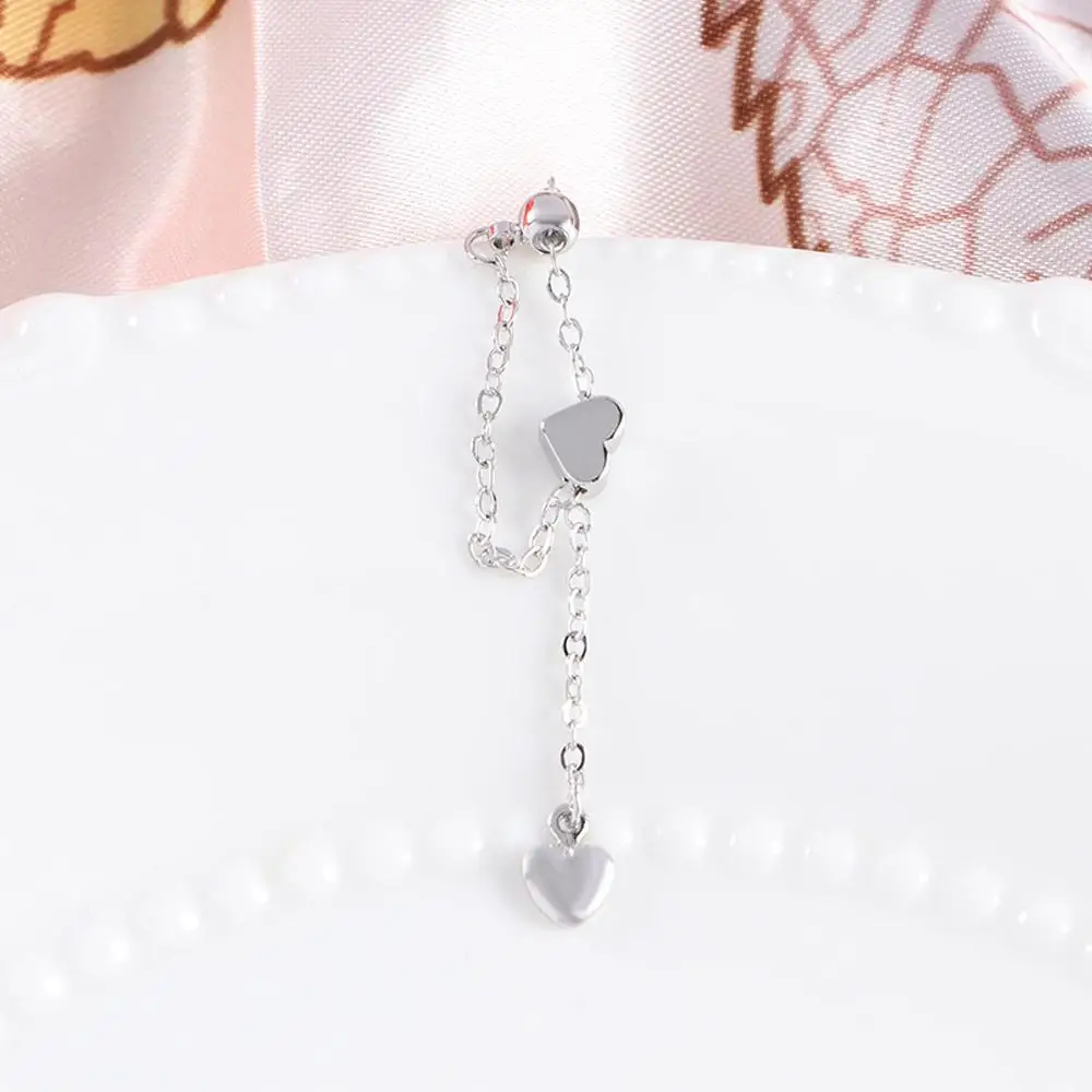Silver Heart Ring Creative Trendy Bead Chain Punk Adjustable Finger Jewelry Korean Women Rings