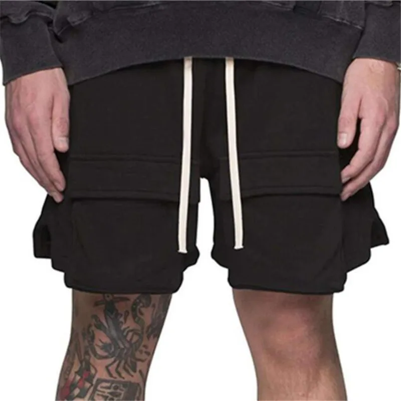 Mens Shorts Summer Cargo Shorts Fashion Knee Length Drawstring Men Shorts Cotton Khaki Work Bermudas Masculina
