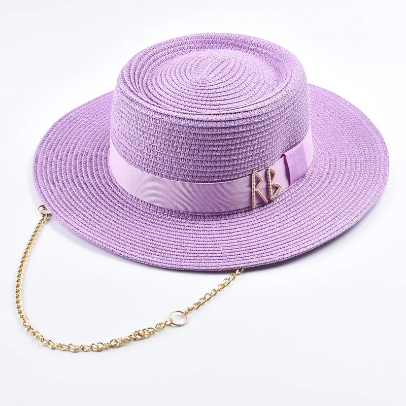 Straw Hats for Women Ribbon Decoration Elegant Ladies Party Dress Hats Travel Beach Sun Hat Chapeau Femme - 5
