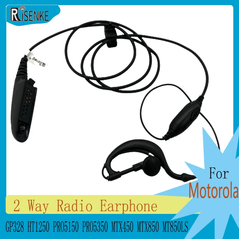 RISENKE-Earpiece Headset for Motorola,GP340,GP380,GP680,GP328,GP338,HT750,HT1250, PRO5150, PRO5350, MTX450, MTX850,MT850LS Radio adjustable air tube throat earphone finger ptt mic headset for motorola ht750 ht1250 gp328 gp338 gp339 gp340 gp320 pro5150 radio