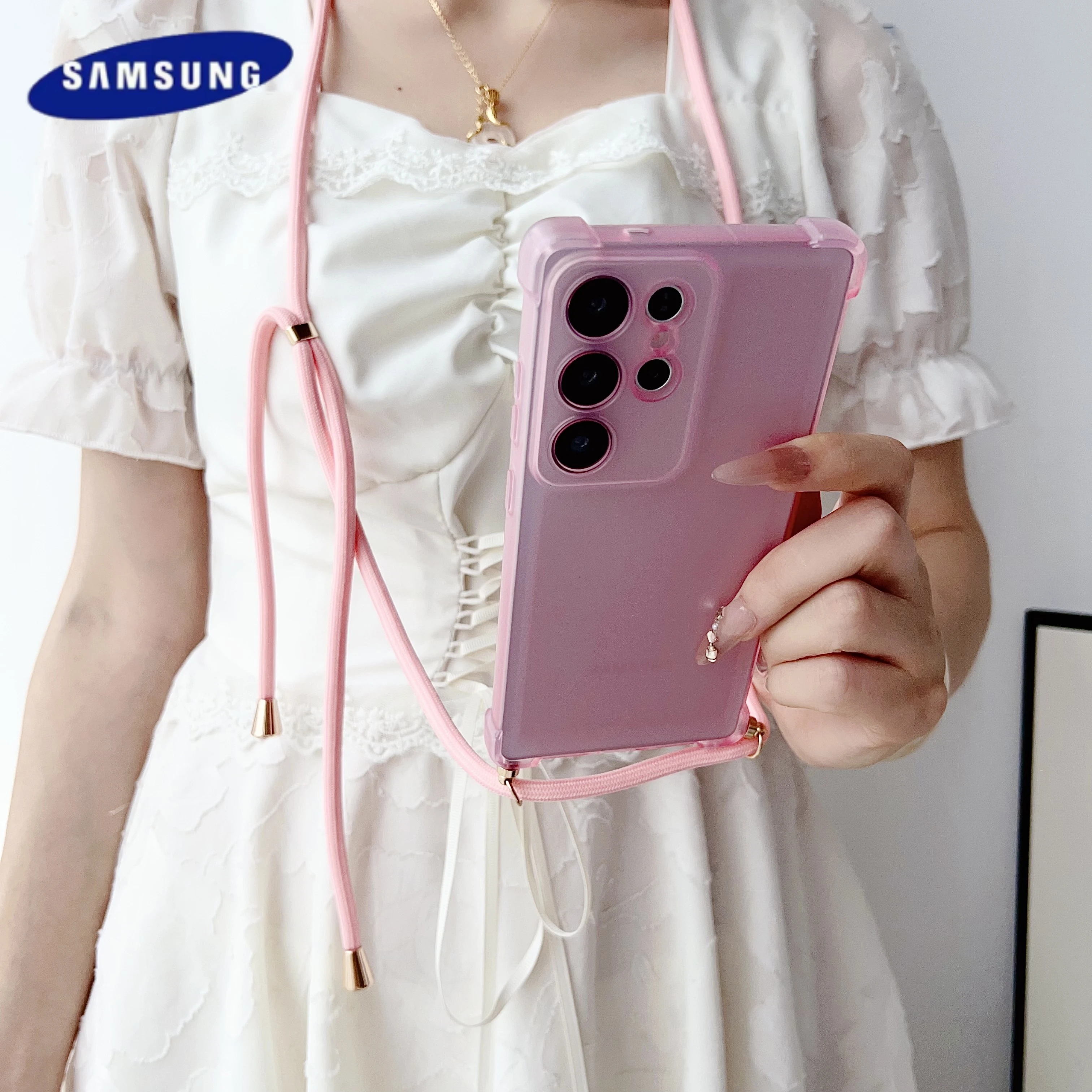 Crossbody Necklace Lanyard Candy Transparent Soft Phone Case - Clear Cover