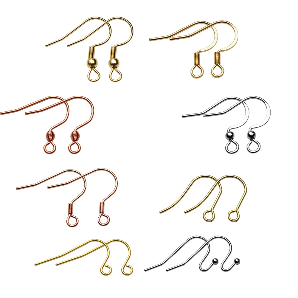 50pcs High Quality 316L Rose Gold Stainless Steel Earring Clasps Hooks Earwire For Diy Jewelry Making Accessories Supplies