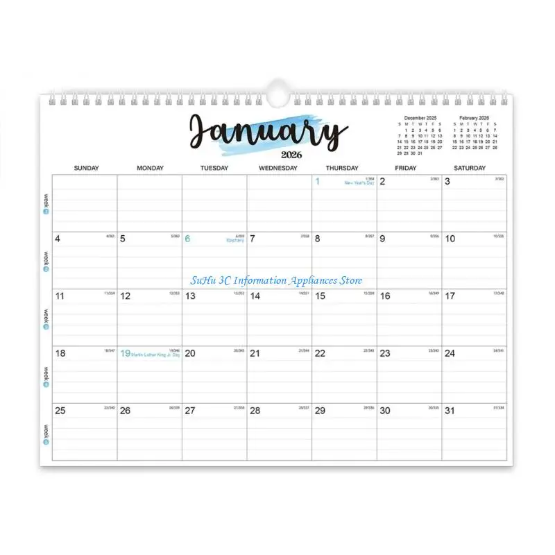 2026 A4 Month To View Wall Planner Family Office Organiser Calendar UK