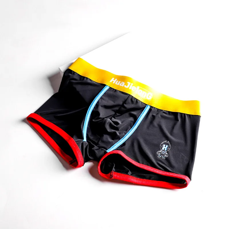 

Youth Ice Silk Convex Pouch Boxer Shorts for Men Fashion Sports Underwear Ice Silk Breathable Print Mid Rise Underwear Aro Pants