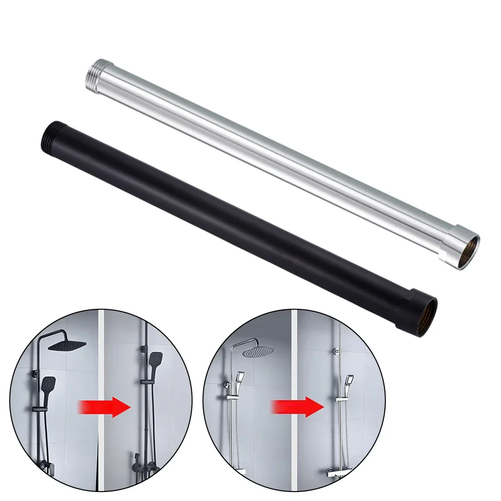 Round Shower Extension Rod Bracket 30cm Extension Tube Bathroom Accessories Shower Pipe Extension Shower Head Extender Adjustable Shower Bracket