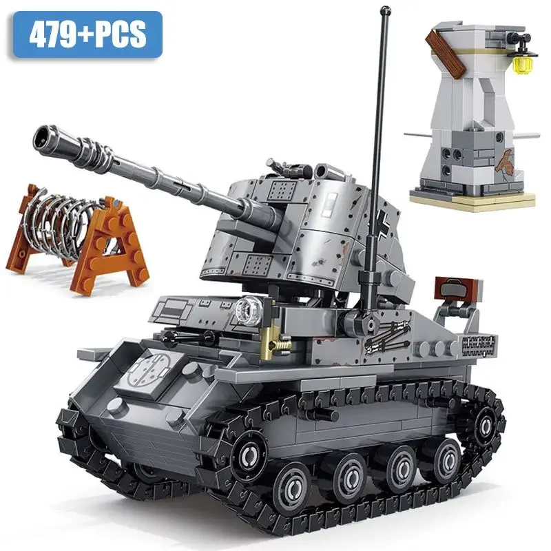 

479pcs Marder Tank Destroyer Model Building Blocks Army Weapon With Soldier Figures Bricks Toys Children Kids Boy Festival Gift