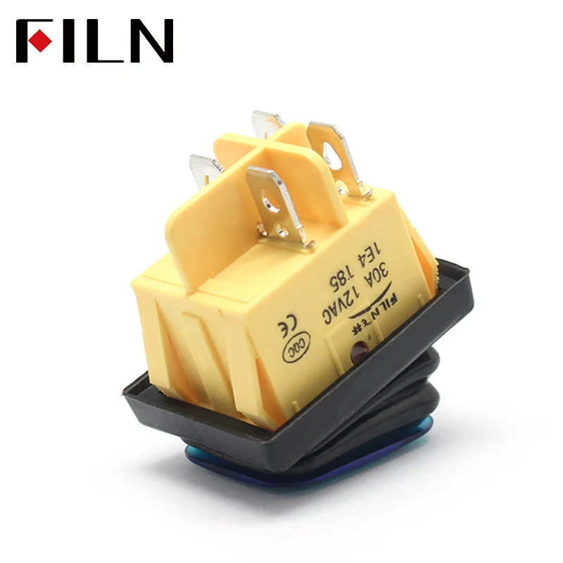 ON-OFF 30A/250V Heavy Duty 4 Pin DPST IP67 Sealed Waterproof T85 Auto Boat Marine Toggle Rocker Switch with LED 12V 220V 30x22