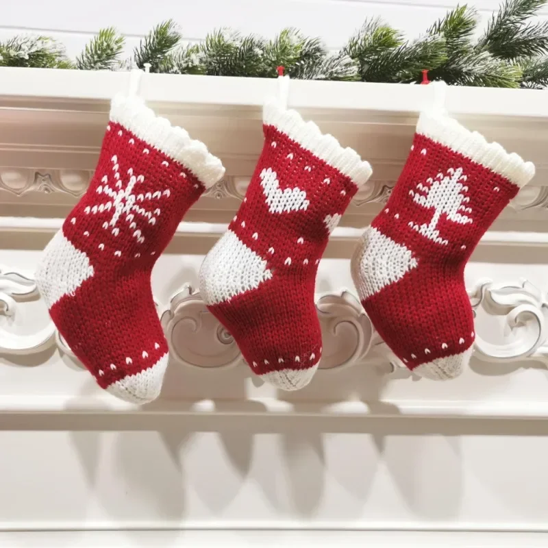 

Hot Christmas Knitted Socks Gift Bags Wool Home Christmas Decorations Hanging Christmas Supplies