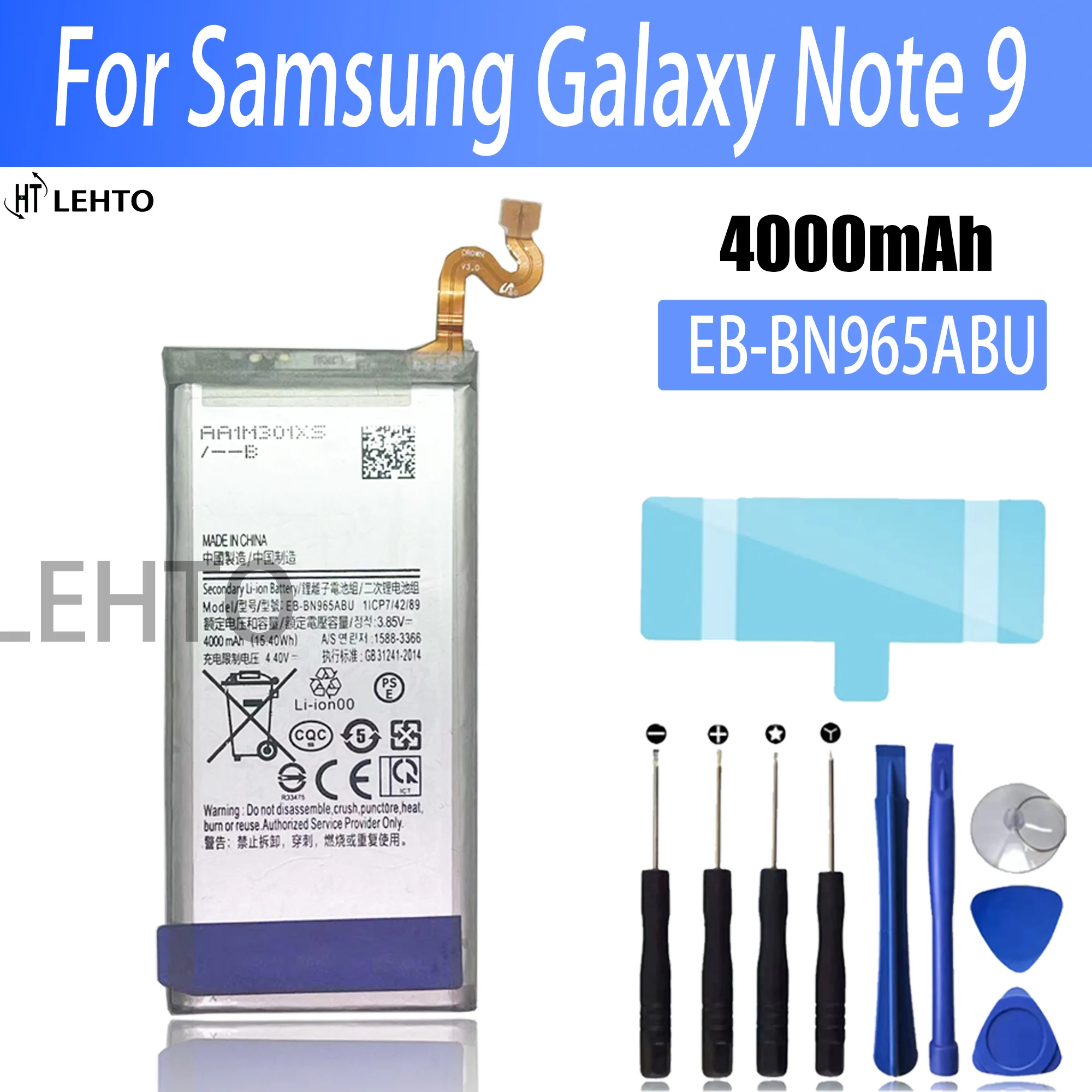 

New Replacement Battery EB-BN965ABU For Samsung Galaxy Note9 Note 9 SM-N9600 N960F N960U N960N N960W SM-N960X 4000mAh